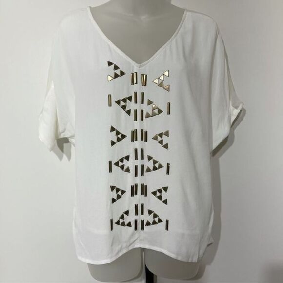 Line & Dot Revolve studs Aztec silk blouse top NEW - Picture 5 of 11